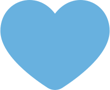 A large, solid light blue heart shape on a plain white background.